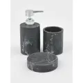 Набор для ванной «Мрамор», 3 предмета, дозатор для мыла, стакан, мыльница, чёрный