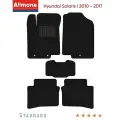 Ворсовые коврики для Hyundai Solaris 1 (RB) 2010 - 2017, Стандарт, черные, 5шт / Хендай Солярис 1