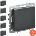 Выключатель IEK / ИЭК Brite ВС10-1-6-БрЧ, скрытой установки проходной, 10А 230В IP20, черный 74.4х74.4х42.5мм, одноклавишный BR-V12-0-10-K02 / переключатель (комплект из 5 шт)