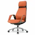 Эргономичное кресло руководителя Eureka OC07 SERENE (Nappa кожа), оранжевое