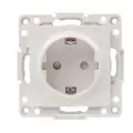 Механизм розетки 1-м СП Стокгольм 16А IP20 с заземл. защ. шторки бел. PROxima | код EYR16-028-10 | EKF (5шт. в упак.)