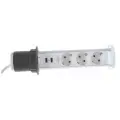 Выдвижная встраиваемая розетка Mebax 105W 3 секции Белый Механический d60мм 2 USB влагозащита, 00-00001162