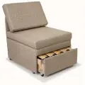 Кресло-кровать Миник 3в1: кресло, кровать, кушетка. 65х89х74 см, с ящиком, выкатной механизм трансформации, велюр Rich Beige