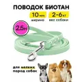 Поводок для маленьких собак 2,5 м ширина 10 мм биотановый, Woofy Geksa, прорезиненный, водостойкий, мятный