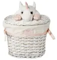 Корзина для игрушек Natural House Единорог, овальная, белая, с крышкой, плетеная, 33х21х28см