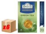 Чай зеленый Ahmad Tea Green Tea без кофеина, 6шт по 20 пакетиков