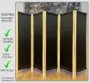 Ширма черная 5 створок, ширина 260 см высота 180 см, складная