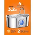 Умная поилка автоматическая 3.2 л. для кошек и собак из нержавеющей стали/ автопоилка фонтан питьевой для животных со сменными фильтрами Major Dog Tierbrunnen M-3