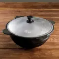Казан чугунный, 4,5 л, плоское дно, алюминиевая крышка
