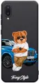 Черный силиконовый чехол для Samsung Galaxy A02 Tony Style с машиной