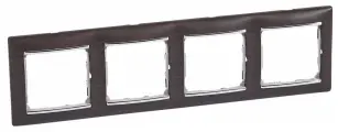 Рамка Legrand Valena 4 поста темное дерево/серебряный штрих 770374