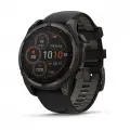 Garmin Fenix 8 47mm Solar Sapphire Carbon Gray DLC Titanium с черным/серо-бежевым силиконовым ремешком