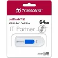 Флешка Transcend JetFlash 790 64 ГБ, 1 шт., белый/синий