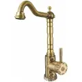 Смеситель для кухни ZorG A 109K-BR, латунь бронзовый, ретро с орнаментом, однорычажный, защита от брызг