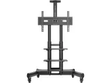 Мобильная стойка на 1 тв мобильная стойка на 1 тв/ 40-70 от 200х200 до 400х600 наклон 0? поворот 0? макс нагр 60,5кг высота 1200-1500мм, кабель-канал, 2 полки, регулировка полок по высоте, колесики с блокировкой, черная