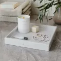 Декоративный поднос для ванной, органайзер для косметики Emily L, 21x21 см, бетон, белый глянцевый