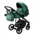 Коляска универсальная Adamex Lumi air Deluxe 2 в 1, SM-1 - Изумрудная, перламутровая эко-кожа