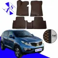 Автомобильные коврики EVA/ЕВА/ЭВА для Kia Sportage 3 III (SL) / Киа Спортейдж 3 III (СЛ) 2010-2016 коричневый черный