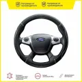 Оплетка на руль CLIM ART для Ford Focus чехол на руль автомобиля экокожа, цвет черный, 38 см