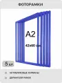 Фоторамка пластиковая 40х60 синяя комплект 5 шт , формат А2 , интерьерная , для постеров, картин, рисунков