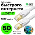 Короткий провод патч-корд 50см GCR PROG F/FTP cat.7 10 Гбит/с RJ45 LAN компьютерный кабель для интернета 24K GOLD экранированный шнур белый (GCR-FTP701)