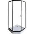 Душевой уголок Parly ZEP91B с поддоном, стеклянный, черный, 90x90, с низким поддоном, пятиугольный раздвижной