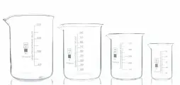 Набор лабораторных стаканов 2000, 1000, 500, 250 мл (тип Н, низкий с делениями и носиком, термостойкий)