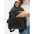 Рюкзак городской PouchMan, женский, натуральная кожа, 12 л, 23х32х17 см, черный