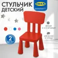 Стул детский ИКЕА Маммут, для дома и улицы, красный, 2 шт