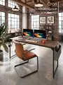 Стол письменный, компьютерный лофт INCUBE D025.160. BAO, дуб барокко, 160х60х75см с органайзером, ЛДСП, усиленный металл