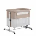 Кроватка для новорожденного с маятником Dearest детская, приставная с матрасом и подушкой, бежевый