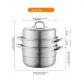Joyoung 304 Stainless Steel Steamer with High Arch Lid, Large Capacity Double Layer Steamer for Steaming Fish, Mantou, and Buns, 26cm
