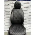 Комплект чехлов Лайт для Chevrolet Lanos / Daewoo Lanos (Sens) / ZAZ Chance 02-17г. Экокожа, ромб, черный черная строчка