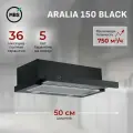 Кухонная вытяжка встраиваемая MBS ARALIA 150 BLACK/50 см/производительность 750м3/ч, низкий уровень шума.