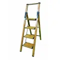 Стремянка Алюминиевая Calipso 4 Широкие Ступени, Цвет Дерево, Рабочая Высота 2.95 М, Нагрузка 150 Кг.