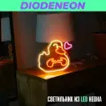 Неоновый светильник на стол, Неоновая вывеска маленькая Утка с сердцем, ночник в розетку теплый