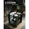 Журнальный столик на колесиках Куб венге/стекло с фотопечатью, 45х45х53,5 см.