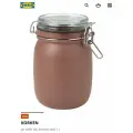 Банка с крышкой IKEA KORKEN, коричнево-красный цвет, 1 л, стекло/металл