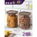 Набор банок для хранения еды и сыпучих продуктов из жаропрочного стекла Eley с крышкой из натуральной акации 2 штуки - 1100 мл
