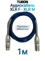 Кабель TUBON Микрофонный межблочный XLR (M) Male - XLR (F) Female OD6.0 Нейлоновая оплетка X003 1м