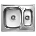 Мойка кухонная из нержавеющей стали врезная двойная 63х50 см. SINKLIGHT N 6350 L 0.8/180 1.5P полированная