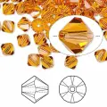 Бусина Swarovski, 6мм, Биконус (#5328), янтарный (цвет 203), 10 шт.