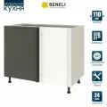Кухонный модуль напольный угловой Beneli COLOR, Черный графит/Белый, 110х57,6х82 см