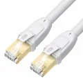 Провод патч-корд 50см PROF LSZH S/FTP cat.8 40 Гбит/с RJ45 LAN ethernet high speed компьютерный кабель для интернета медный экранированные коннекторы контакты 24K GOLD (GCR-L306) белый