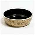 Миска керамическая Графичная Коты 200мл, 12 х 3,5 см, бежево-чёрная (1шт.)