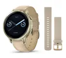 Часы Garmin Venu 4 41mm, Lunar Gold with Bone Silicone Band and Light Sand Leather Band 010-03013-03 (Золотой/Бежевый)