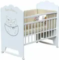 Кроватка детская для новорожденных ВДК Love Sleeping, колесо-качалка, массив березы, белый