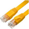 GCR Патч-корд PROF плоский прямой 20.0m, UTP медь кат.6, желтый, 30 AWG, ethernet high speed 10 Гбит/с, RJ45, T568B