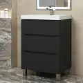 Тумба под раковину для ванной напольная Uperwood Tanos 60х45х37 см, черная матовая, 3 ящика