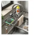 Держатель кухонный для губки на кран MyPads, полка на мойку с удобными крючками, полка для душа, вместительная, легко крепится на кран, органайзер .